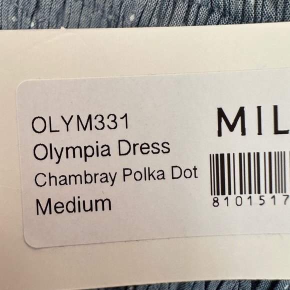 NEW Mille Olympia Dress. Chambray polka dot. M. NWT. - Picture 9 of 10